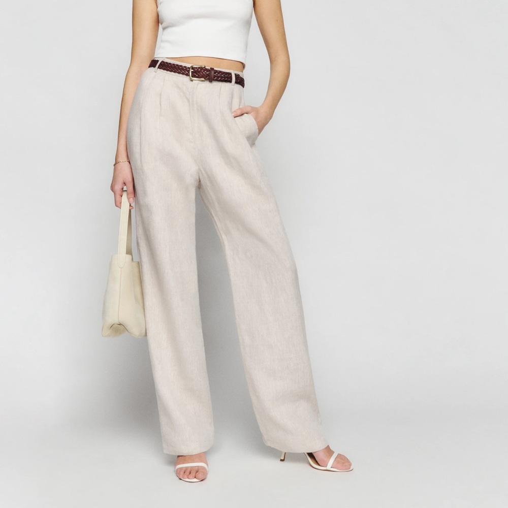 NWT Petites Mason Linen Pant Oatmeal 0P